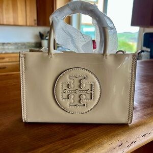 Tory Burch Cream Leather Tote Bag